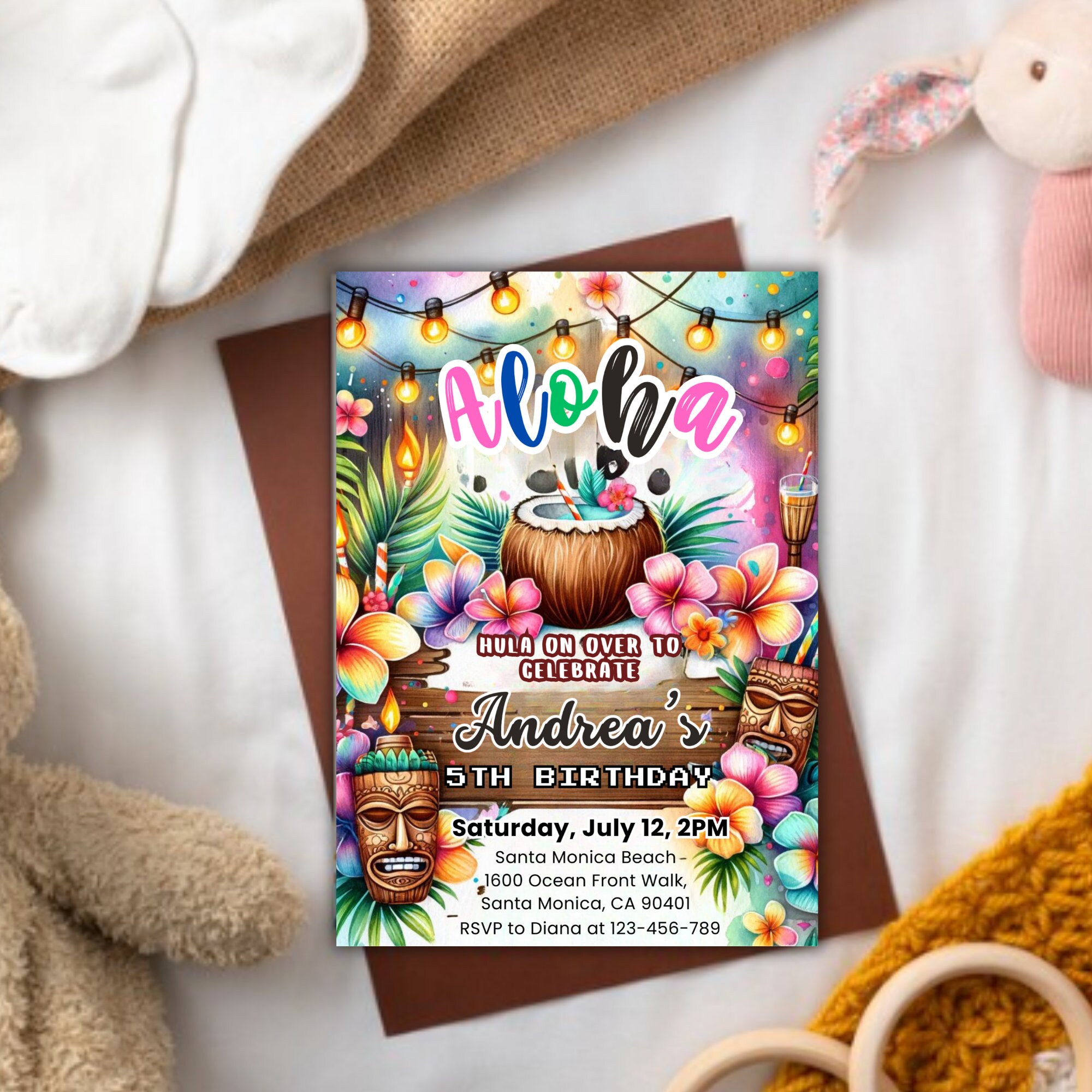Editable Hawaiian Birthday Party Invitation Aloha Birthday Invitation ...