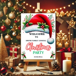 Editable Christmas Party Welcome Signs Template Holiday Party Welcome ...