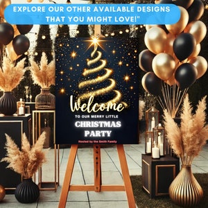 Editable Christmas Party Welcome Signs Template Holiday Party Welcome ...