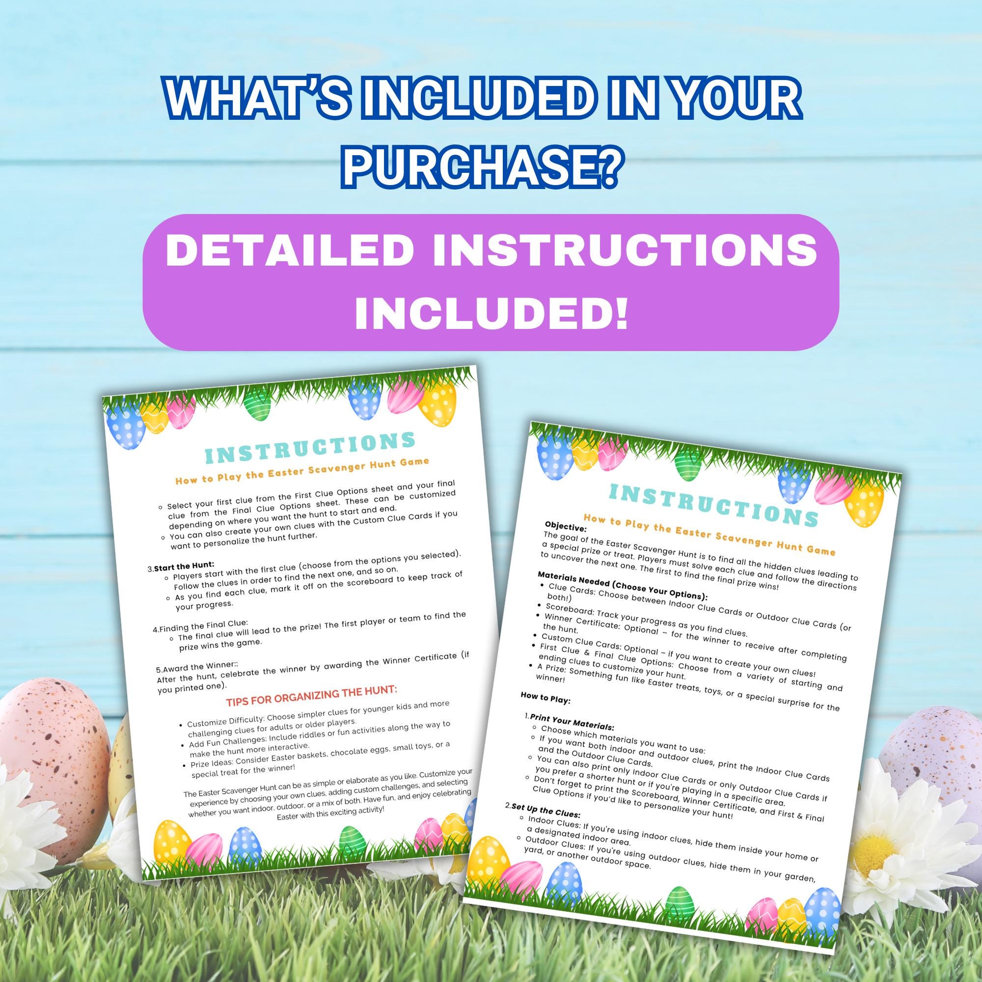 Printable Easter Scavenger Hunt Riddles for Kids Big Bundle Indoor ...