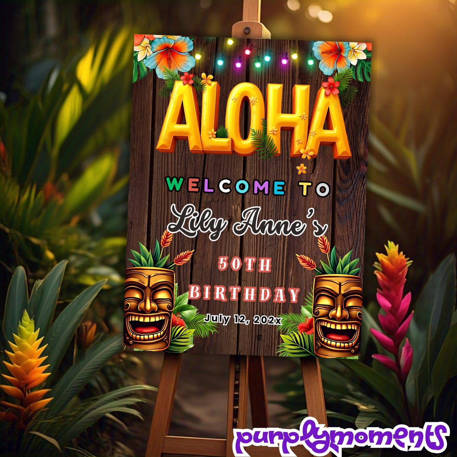 Aloha Birthday Welcome Sign Large Print Canva | Hawaiian Tropical 4 ...
