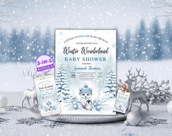 Winter Wonderland Baby Shower Invitation: Snowflake Theme (Digital Download)