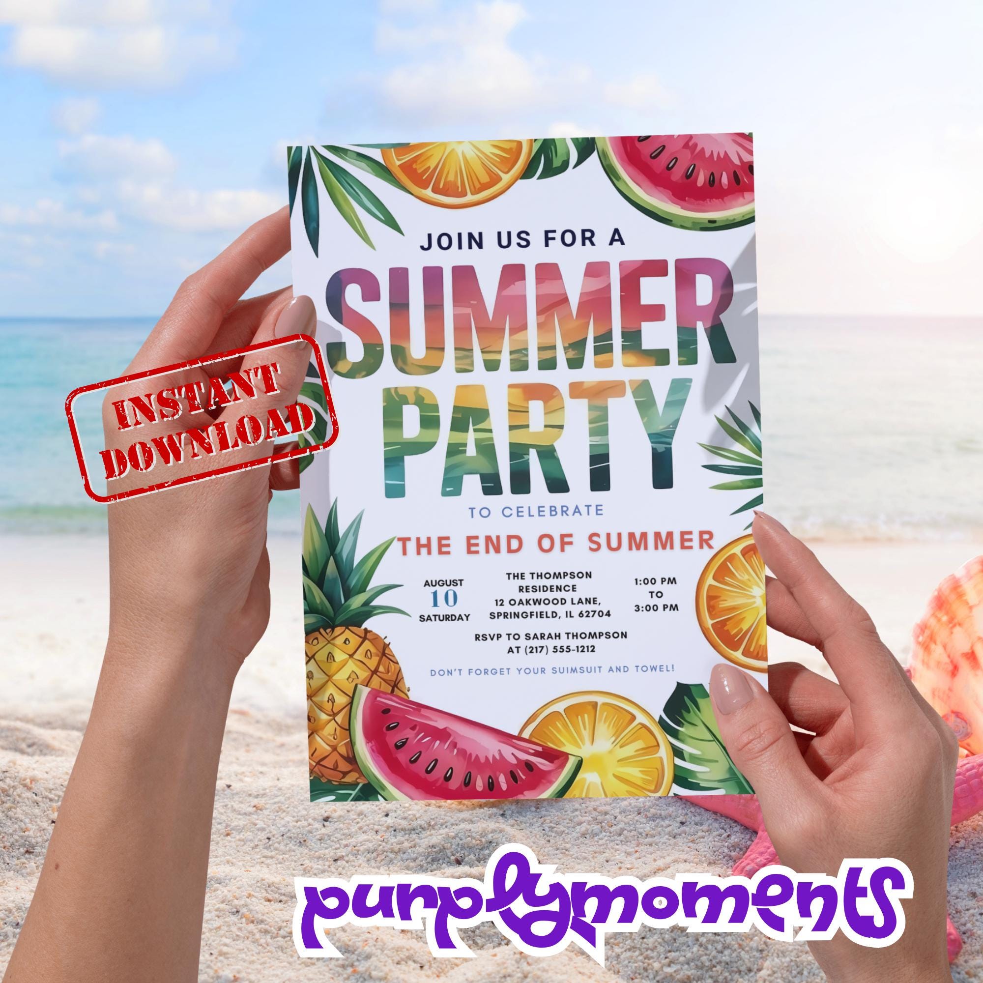 Summer Party Invitation Template, Tropical Summer Birthday Invite Canva ...