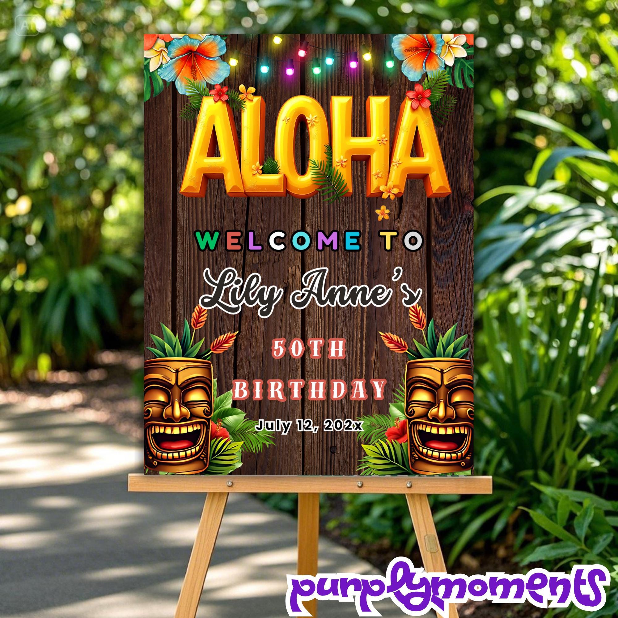 Aloha Birthday Welcome Sign Large Print Canva | Hawaiian Tropical 4 ...