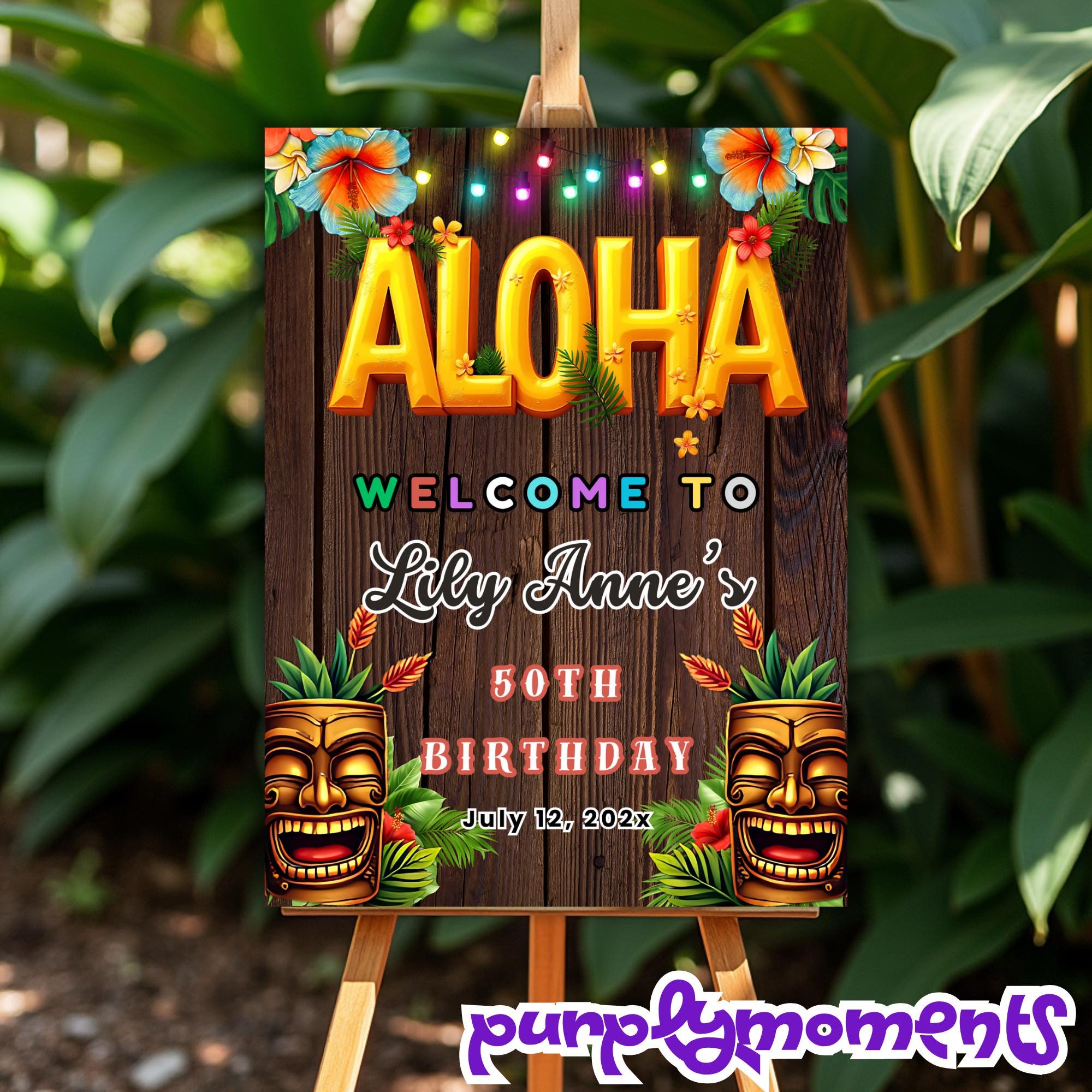 Aloha Birthday Welcome Sign Large Print Canva | Hawaiian Tropical 4 ...