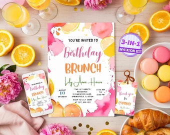 Birthday Brunch Invitation Template, Editable Brunch Birthday Party Invite Canva, Printable Mimosa Party Invite, Ladies Brunch Celebration