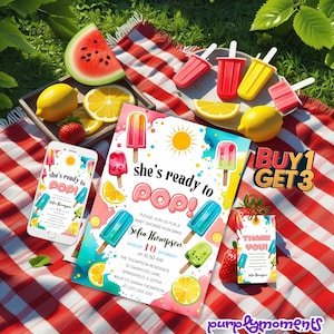 Popsicle Baby Shower Invitation: Summer Theme, Editable Template (Digital Download, Buy 1 Get 3!)