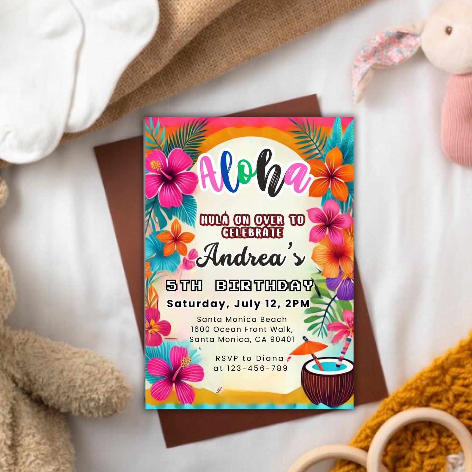 Editable Hawaiian Birthday Party Invitation Aloha Birthday Invitation ...
