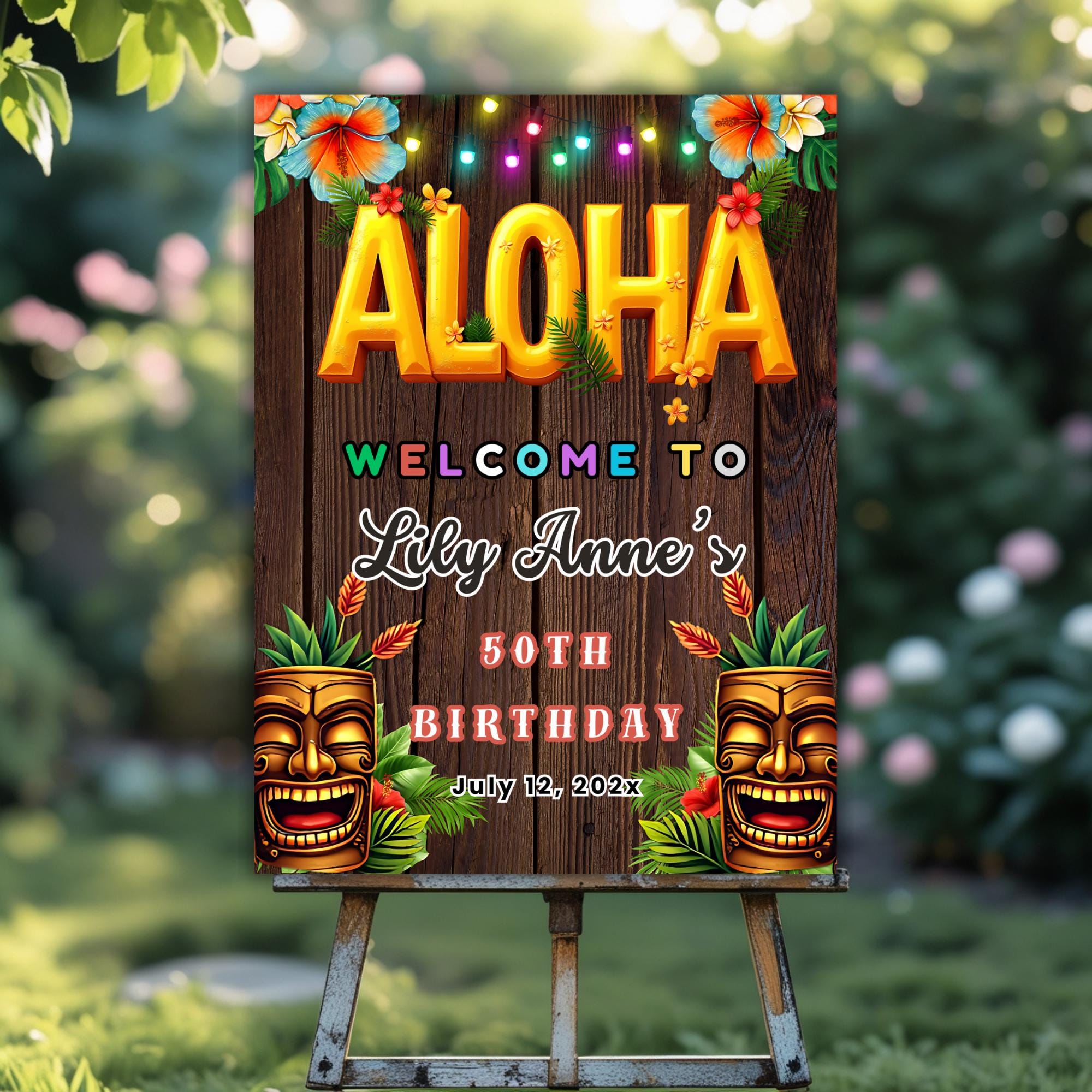 Aloha Birthday Welcome Sign Large Print Canva | Hawaiian Tropical 4 ...