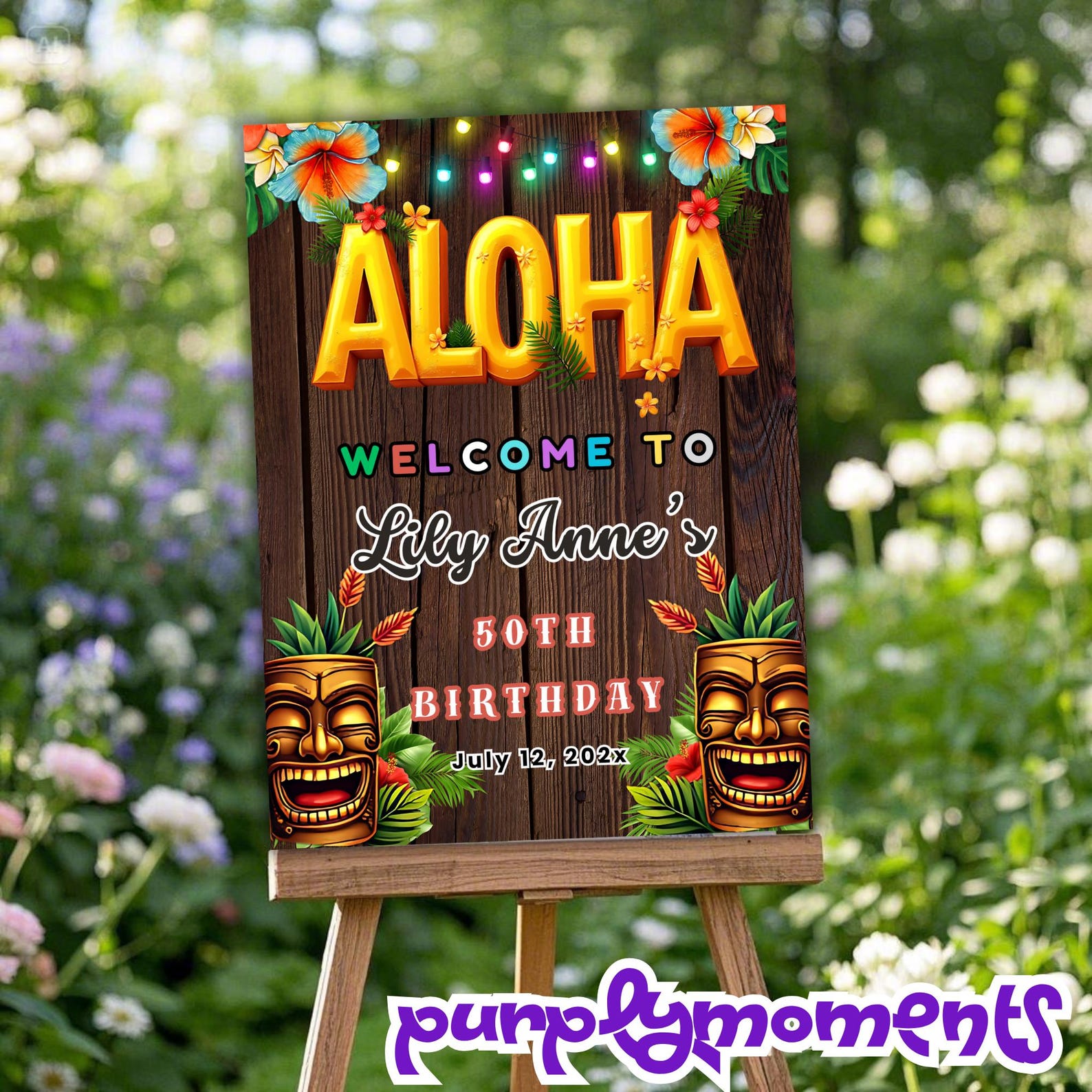 Aloha Birthday Welcome Sign Large Print Canva | Hawaiian Tropical 4 ...