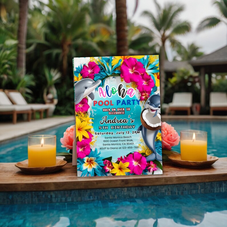 Editable Hawaiian Birthday Party Invitation Aloha Birthday Invitation ...