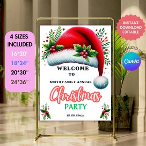 Editable Christmas Party Welcome Signs Template Holiday Party Welcome ...
