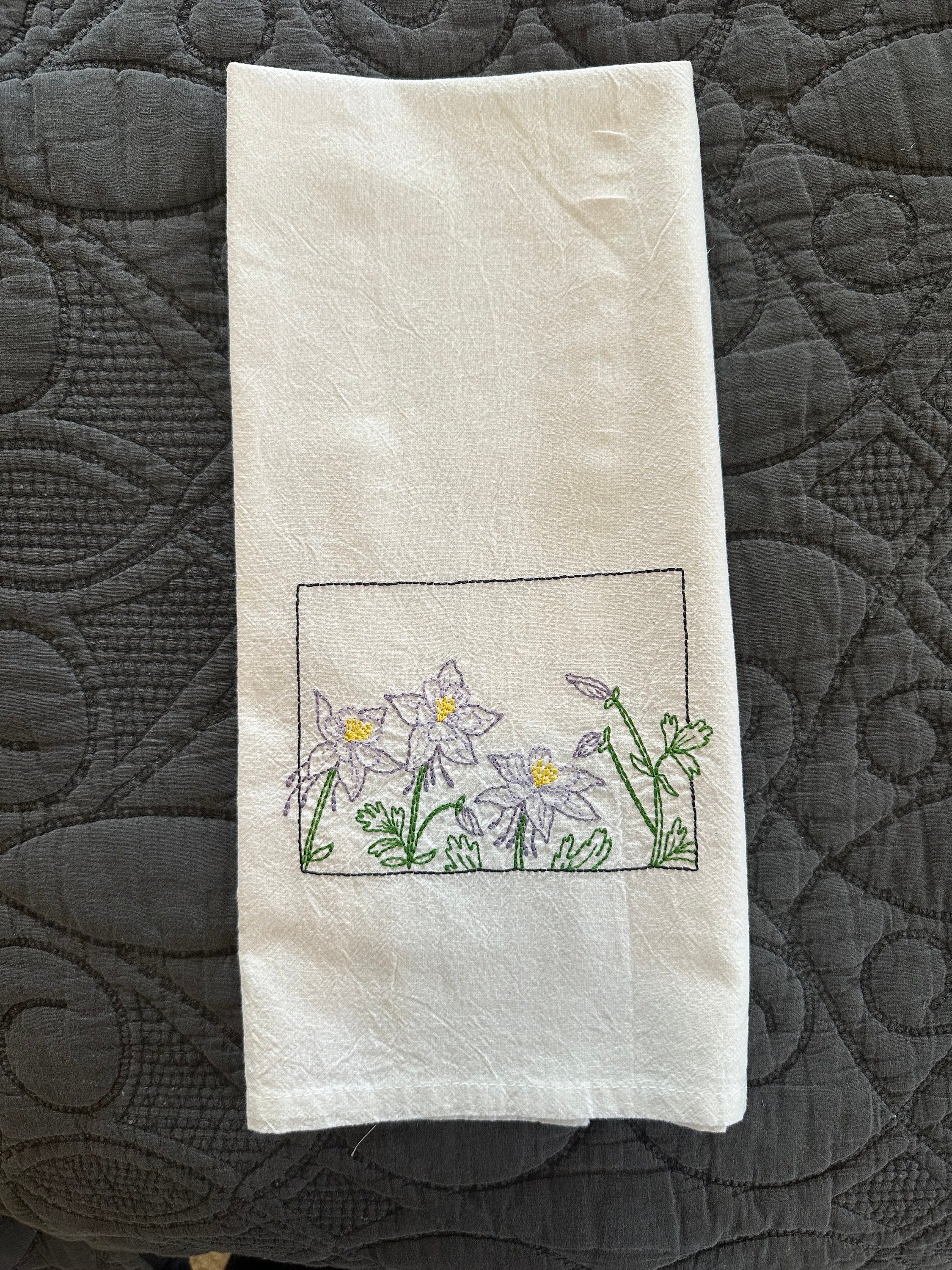Embroidered State flower Kitchen towel- chose your state