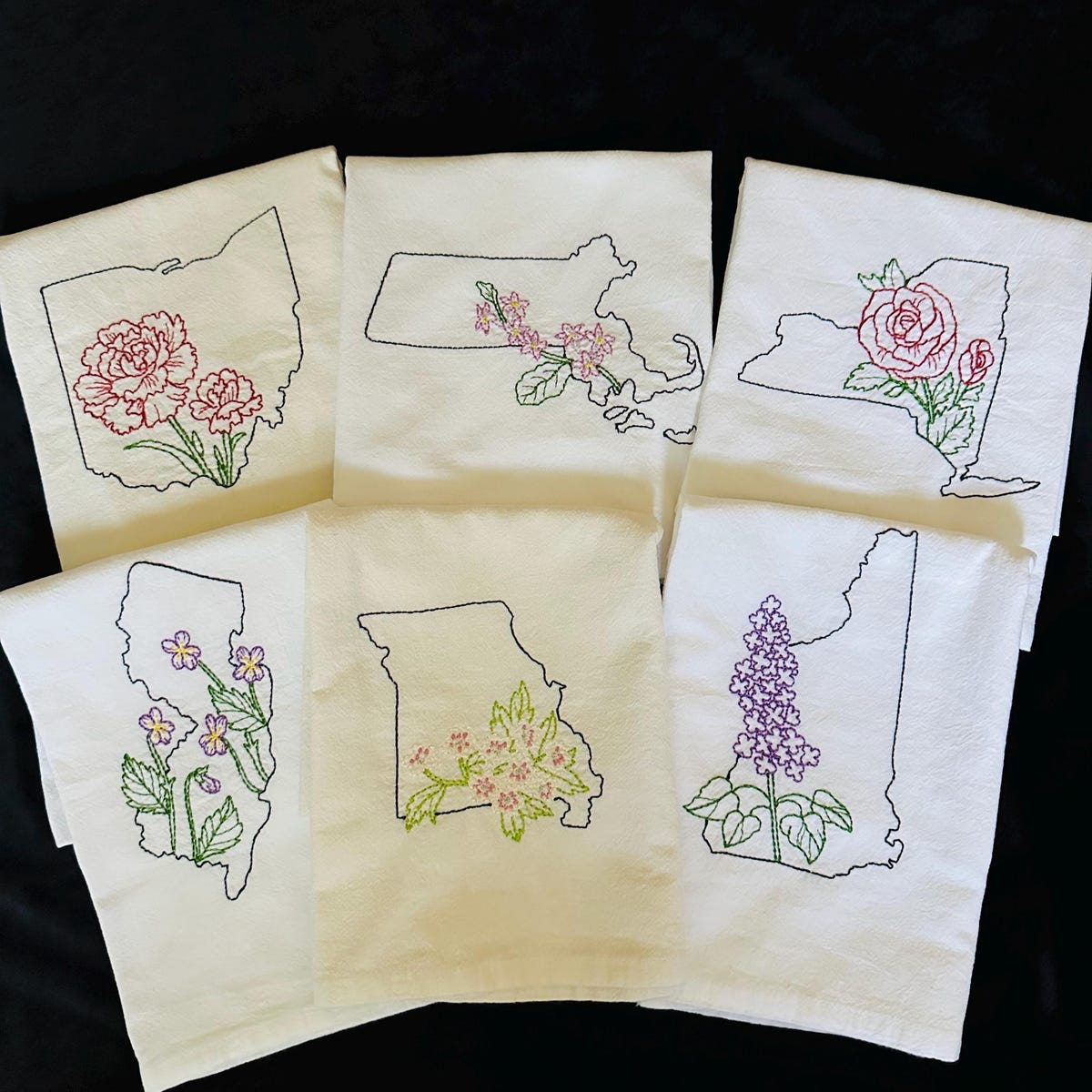 Embroidered State Flower Flour Sack Towel - Kentucky