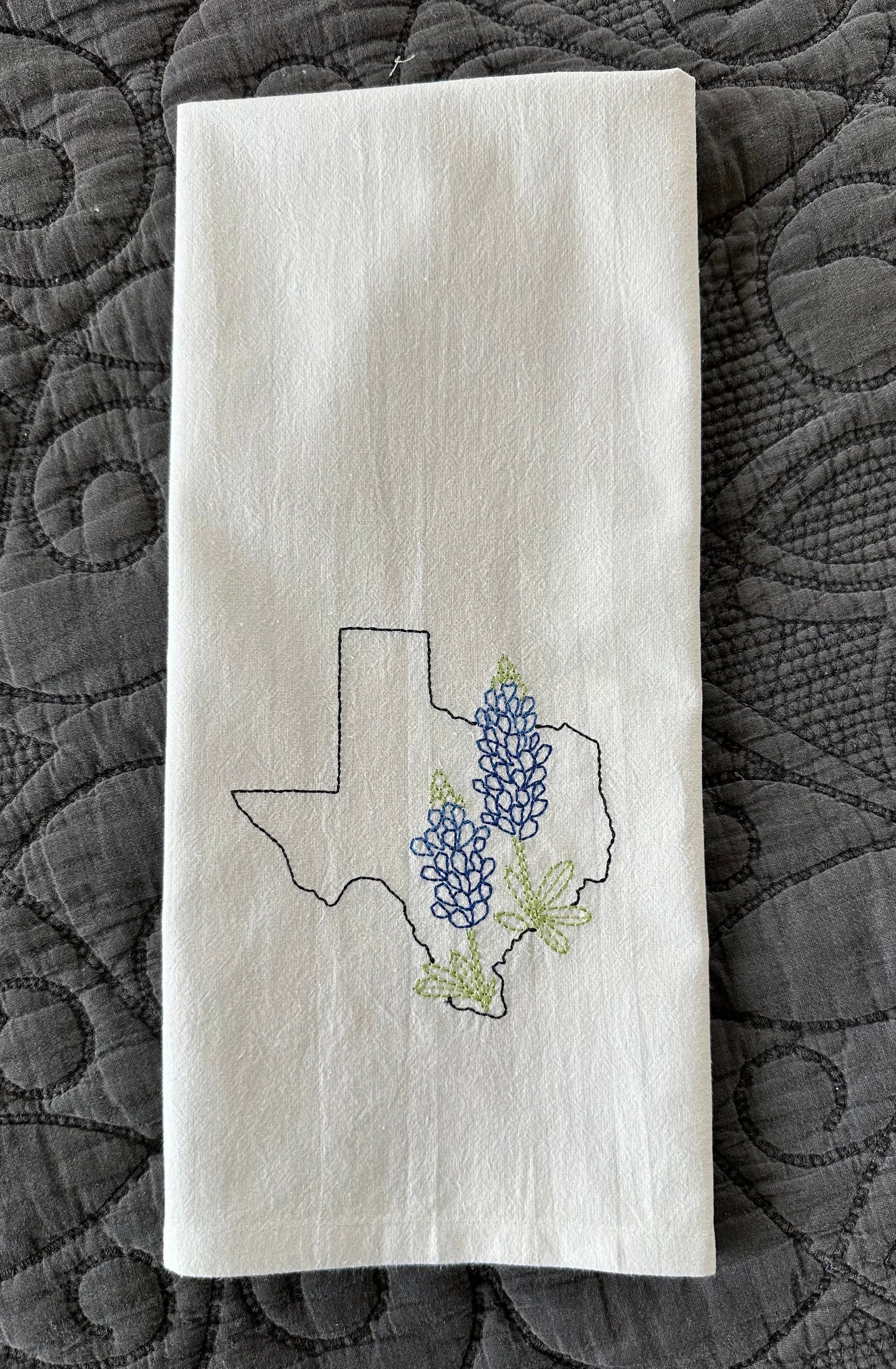 Embroidered State flower Kitchen towel- chose your state
