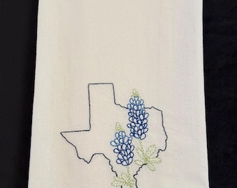 Embroidered State Flower Flour Sack Towel-chose your state
