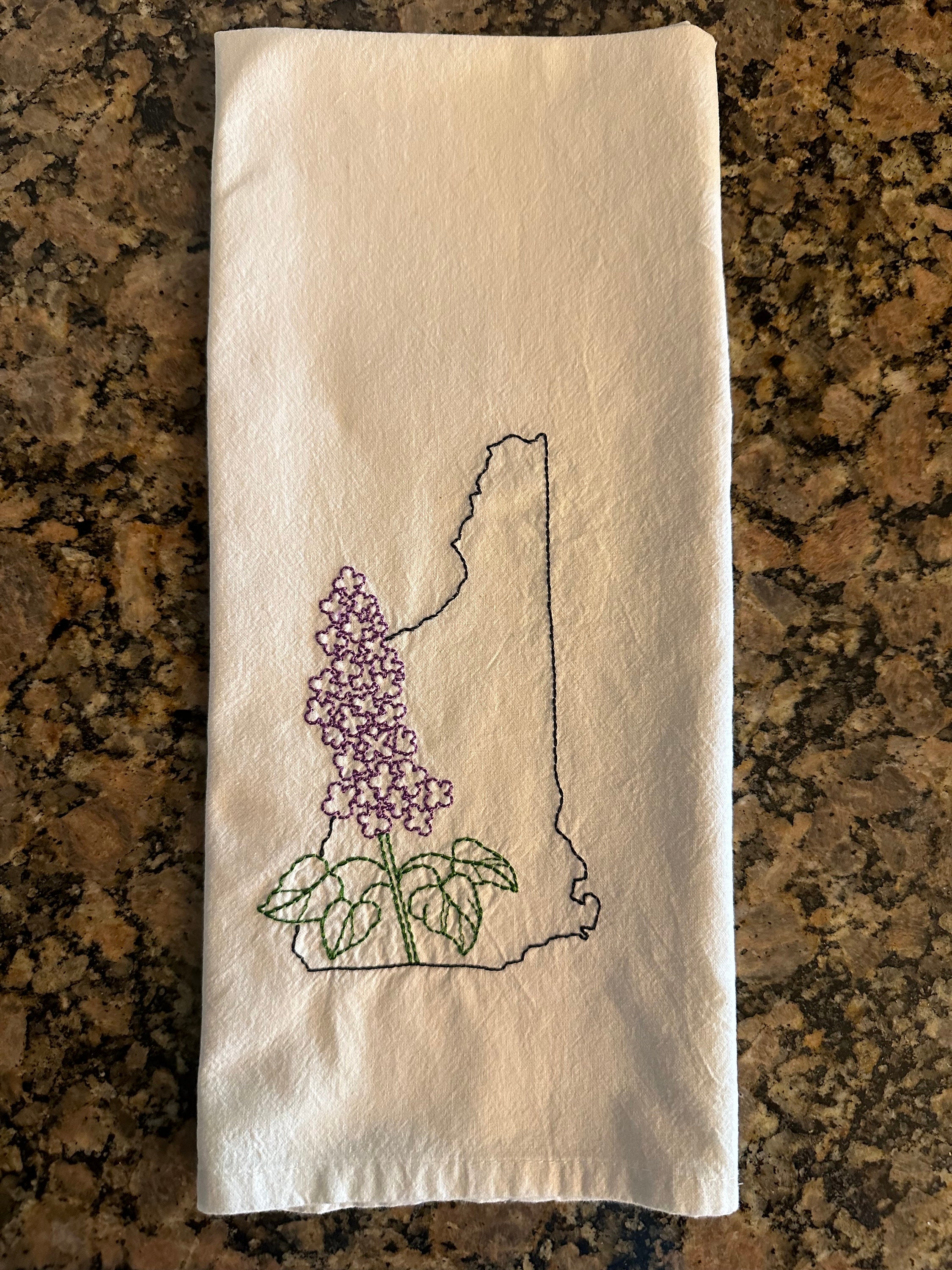 Embroidered State flower Kitchen towel- chose your state