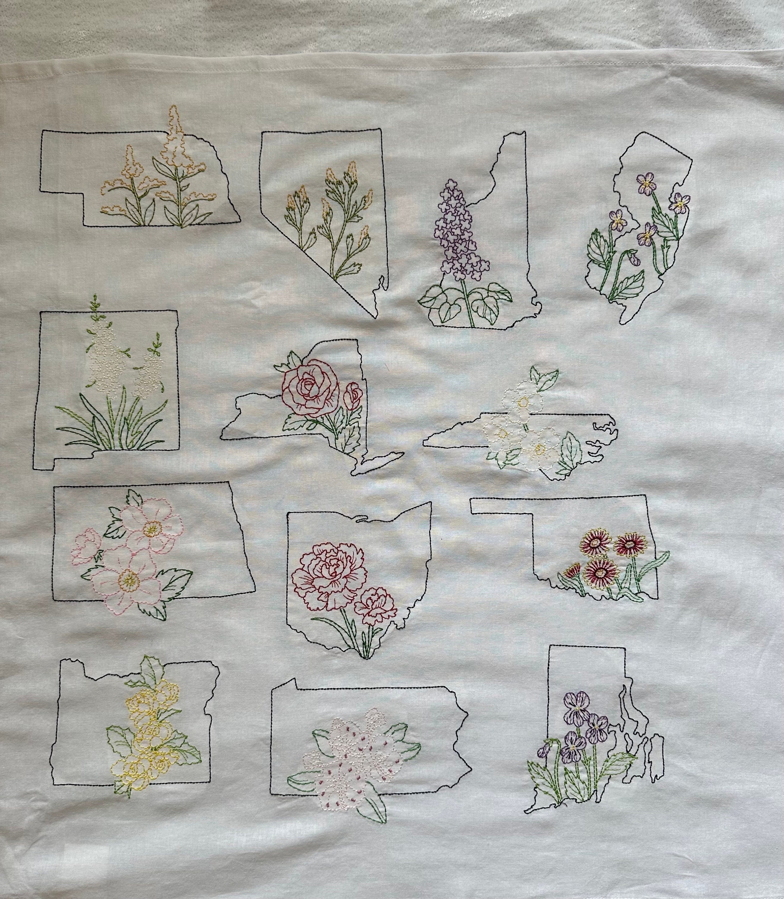 Embroidered State flower Kitchen towel- chose your state