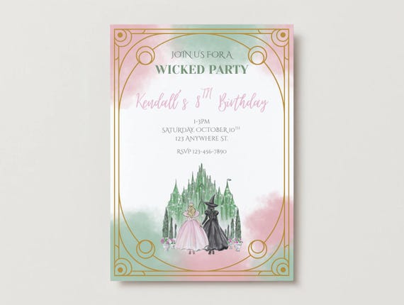 WICKED FOR GOOD Invitation, Wicked Two Birthday Invite, Girl Birthday Invite, Kids Party Theme Invitation, Wicked Digital Invite