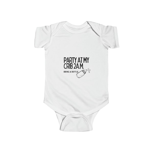 Party At My Crib Bodysuit, Funny Baby Clothes, Female/Male  (6 Colors)