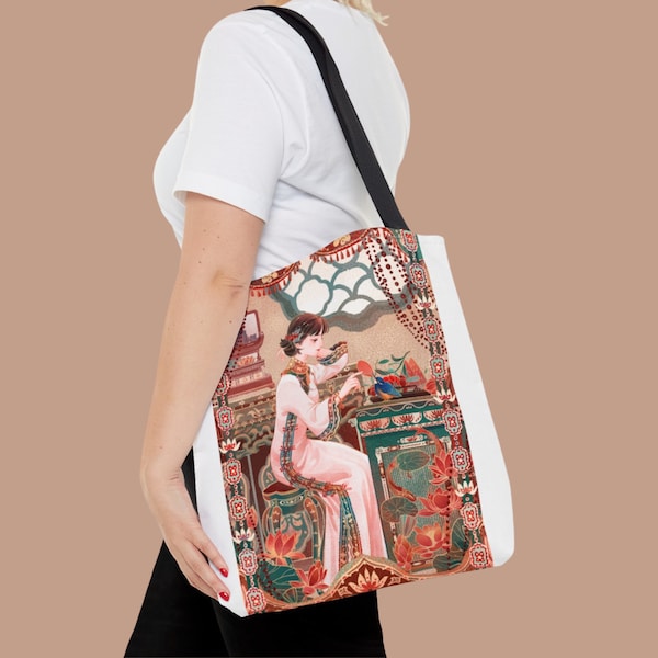 Chinese Inspired Tote Bag | Traditional Chinese Art | Perfect Gift of Chinese culture | Chinese Painting | Elegant Fashion | Tote Bag (AOP)