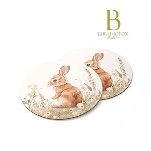 Easter Bunny Coaster Set Spring Kitchen Decor Plastic PVC Waterproof Coaster Easter Kitchen Easter Gift Idea Easter Bunny Coaster Set