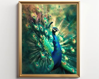 Pavo real imprimible impresión digital arte impresión pavo real imprimible decoración de la pared pavo real vintage arte impresión naturaleza arte impresión decoración de la pared