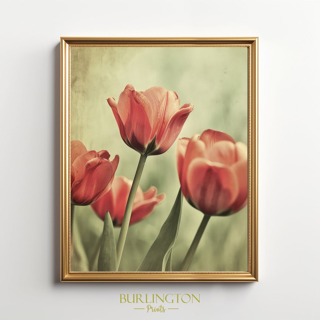 Pink Tulips Printable Wall Art Tulip Digital Print Spring Decor Wall ...