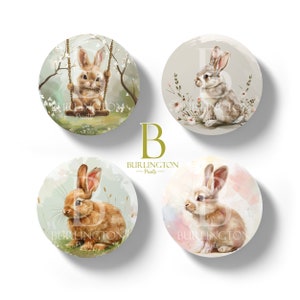 Cute Easter Bunnies Coaster Set of 4 Spring Kitchen Decor Plastic PVC Waterproof Coaster Easter Coaster Cute Easter Bunnies Coaster Set