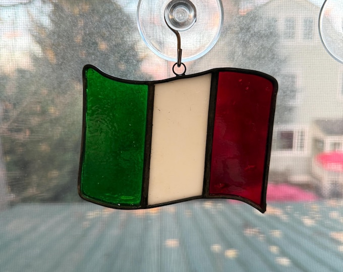 Stained Glass Italian Flag Suncatcher
