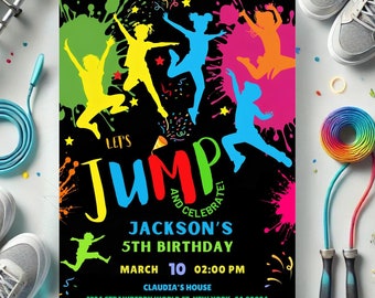 Trampoline Park Birthday Invitation: Tie Dye Bounce House Party (Digital Download)
