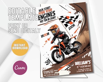 Dirt Bike Birthday Invitation: Motocross Party, Adventure Theme (Digital Download)