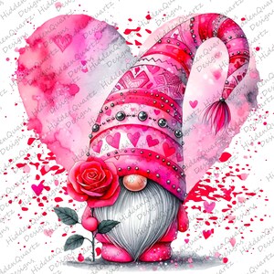 Valentines Day gnome PNG, gnome sublimation design, gnome heart clip art, digital downloads gnome graphic, valentines gnome png