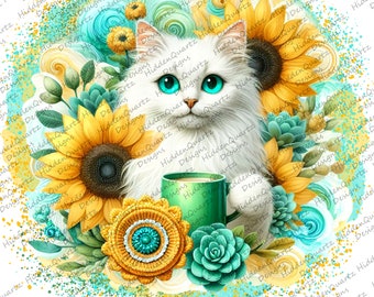 cat coffee PNG, cat image designs, coffee digital design, clip art downloads, file instant graphic, coffee cat png
