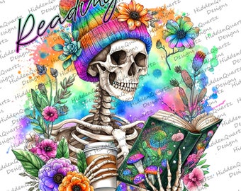 Books PNG, Skull latte sublimation designs, Reading digital design, clip art downloads, instant graphic, skull book lover png, reading png