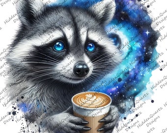 Raton laveur café PNG, dessins d'image de raton laveur, conception numérique de café, téléchargements de clip art, fichier graphique instantané, café raton laveur png