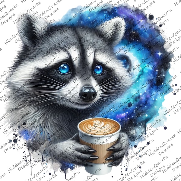 Raccoon Coffee PNG, raccoon image designs, coffee digital design, clip art downloads, file instant graphic, coffee racoon png