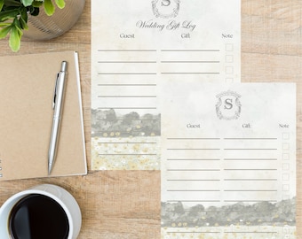 Vintage Floral Field Wedding Gift Log Book