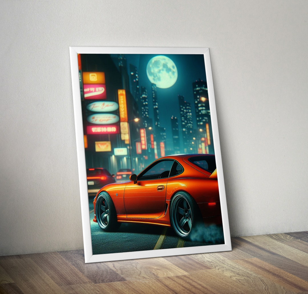 Toyota Supra Poster, Japanese Car Wall Art, Rolled Poster Print