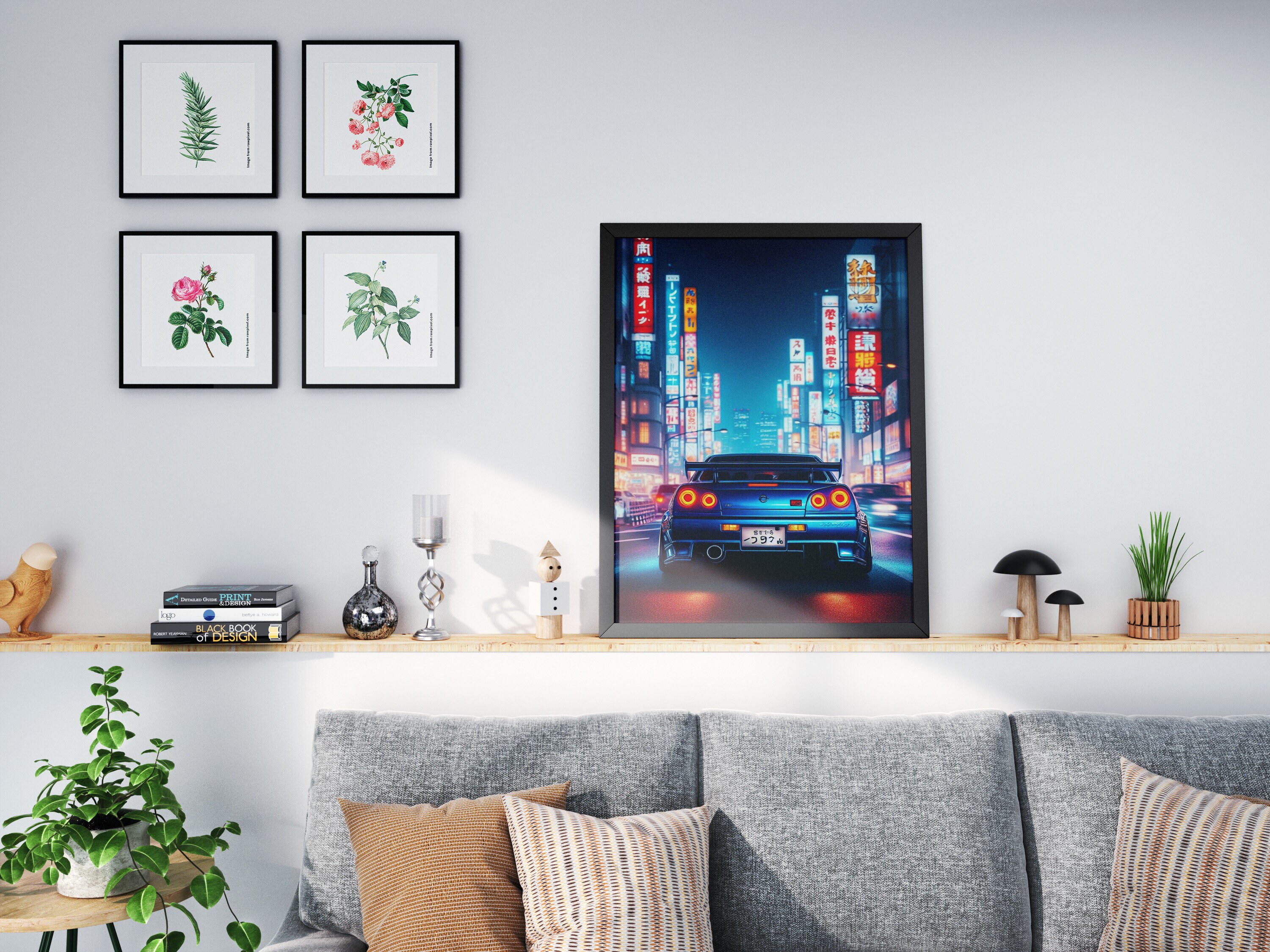 Nissan GTR R34 Skyline Poster, Japanese Car Wall Art, Rolled Poster