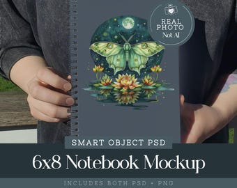Spiral Notebook Mockup Psd, Notebook Mockup Smart Object, Spiral Bound Note Book Mockup, Printify Notebook, Planner Mock, Diary Mockup
