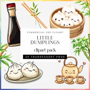 Clipart de bolinho de uso comercial, download digital de imagens de comida chinesa, download instantâneo de bambu e bolinho transparente Png para criadores