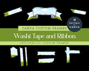 Canva Frames Junk Journal Tags, Drag and Drop Digital Washi Tape Maker, Junk Journal Supply Kit, Canva Frame Template Bundle for Planners