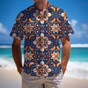 Hawaiian Shirt Mockup Photoshop, Button Up Shirt Smart Object Psd, Short-Sleeved Shirt Mockup, Men's Tropical Shirt Mockup, Apparel Mockup image 4