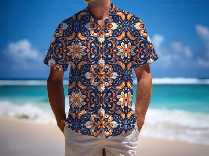 Hawaiian Shirt Mockup Photoshop, Button Up Shirt Smart Object Psd, Short-Sleeved Shirt Mockup, Men's Tropical Shirt Mockup, Apparel Mockup image 4