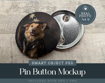 Button Pin Mockup Photoshop, Round Badge Sublimation Mock, Photo Button Mockup, Smart Object Psd, Pin Button Mock, Wedding Pin Mockup