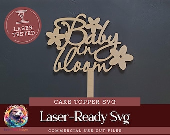 Baby in Bloom Cake Topper SVG, Digital Cut Datei für Baby Shower oder Gender Reveal, Instant Download für Kuchendekoration, Floral Party Decor