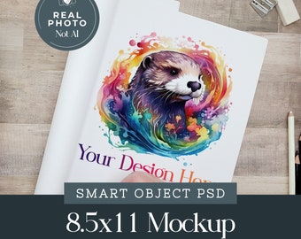 Kid's Coloring Pages Mockup Photoshop, Coloring Background PSD Smart Mockup, Coloring Book Mockup, Art table mockup, 8.5x11 US Letter Size