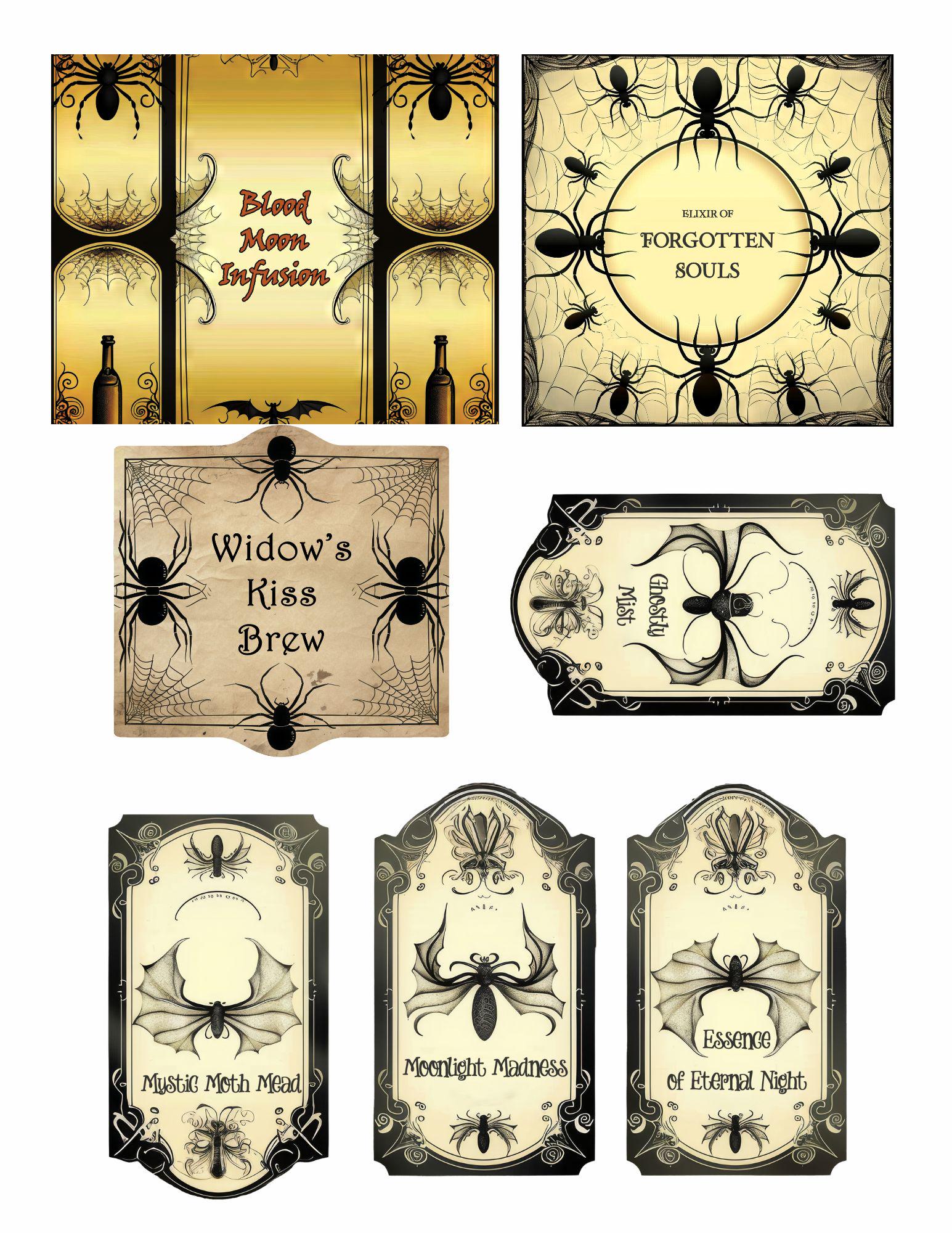 Halloween Potion Labels Bundle, Witch Apothecary Bottle Taga, Digital ...