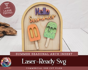 Hallo Sommer Schnittdatei, austauschbares Boho gewölbtes Rahmenschild, sommerliche SVG-Dateien für austauschbare Designs, Tablett Dekor AS1